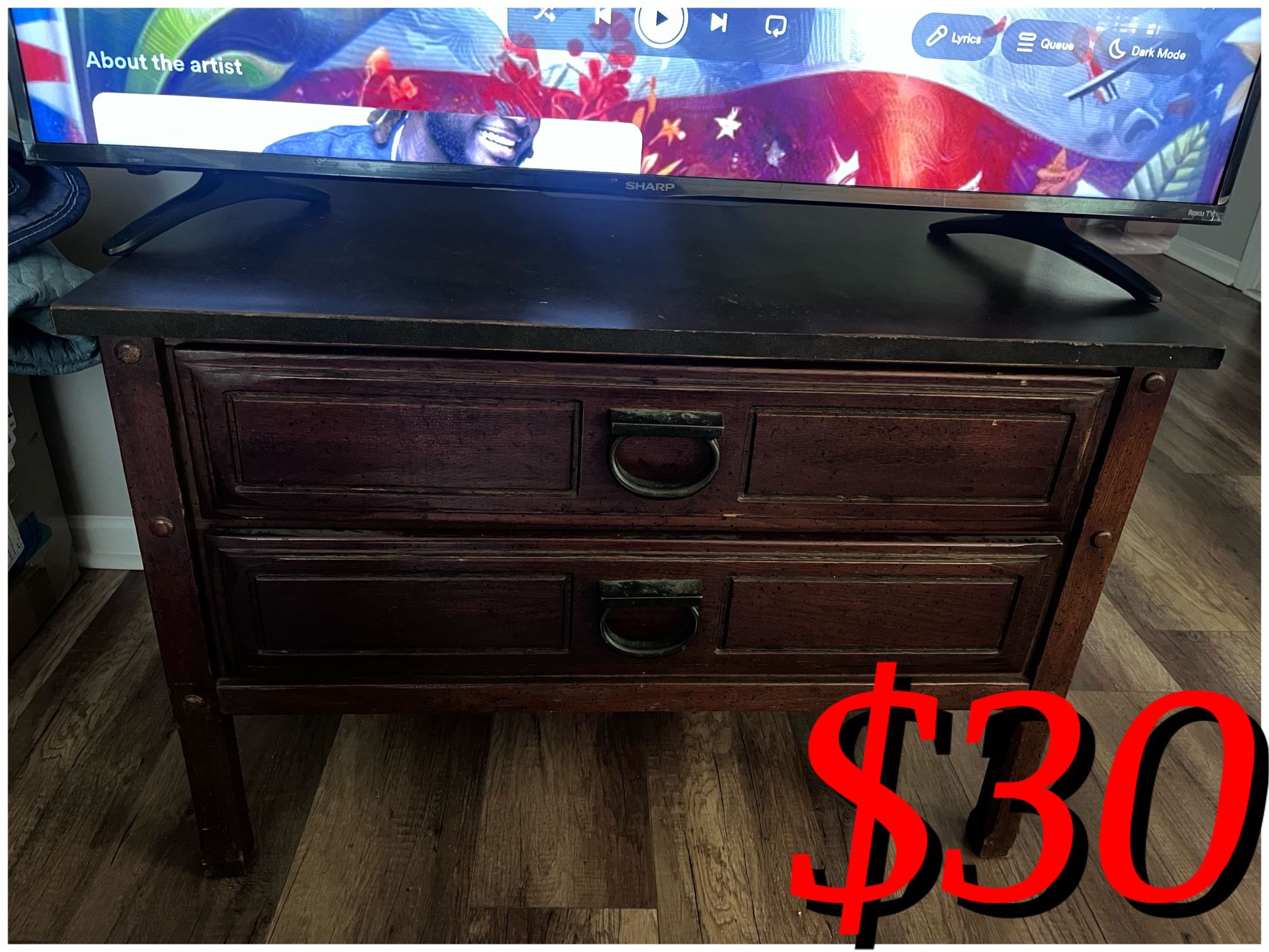 Solid Wood Accent Table With Drawers 