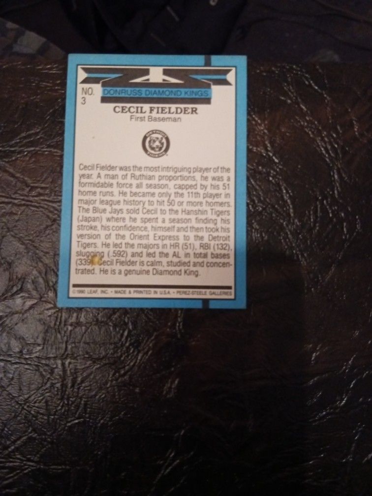 1990 Cecil Fielder Diamond King error card