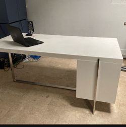 Modern White Desk with Chrome Frame