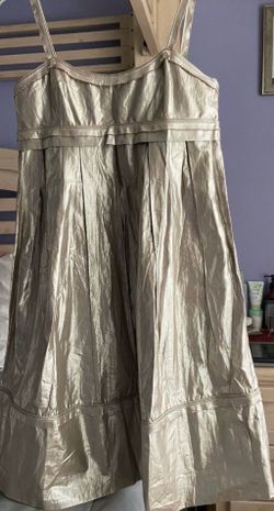 Like New Robert Rodriguez  Gold Metallic Spaghetti Strap Mini Dress