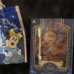 Disney Beauty and the Beast COGSWORTH CLOCK & Desk Accessory Holder -Clock Works ! Price Is Firm ! 