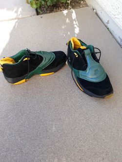 Size 11 And A Half . Retro Iversons Black Suede And Olive Green And Bumble Bee Yellow