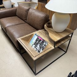 Leather Sofa White Oak 
