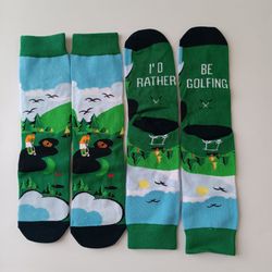 Funny Golf Crew Socks LANPULUX Socks for Men