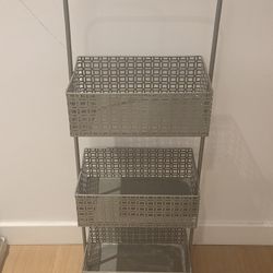 All Purpose 3-tier Gray Patterned Rolling Cart