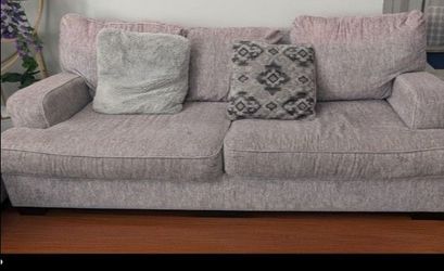 Gray Fabric Sectional Sofa & Loveseat Set - 3-Seat Sectional + Loveseat