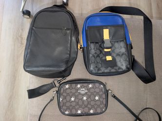 2- Men's COACH crossbody bag & woman Mini  Coach Jamie Camera Bag Signature Jacquard & Star  ((SOLD AS A BUNDLE DEAL))