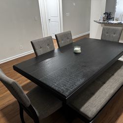 Dining table with bench