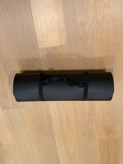 Black Foam Exercise Mat with Carry Strap