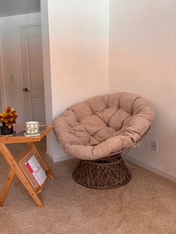 Woven Papasan Chair with Tan Cushion