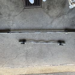 Barbell and EZ Bar With Clips 