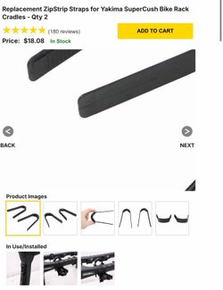 Replacement ZipStrip Straps for Yakima SuperCush Bike Rack Cradles - Qty 6 set