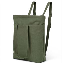 IKEA Dromsack Convertible Tote Bag Backpack Olive Green