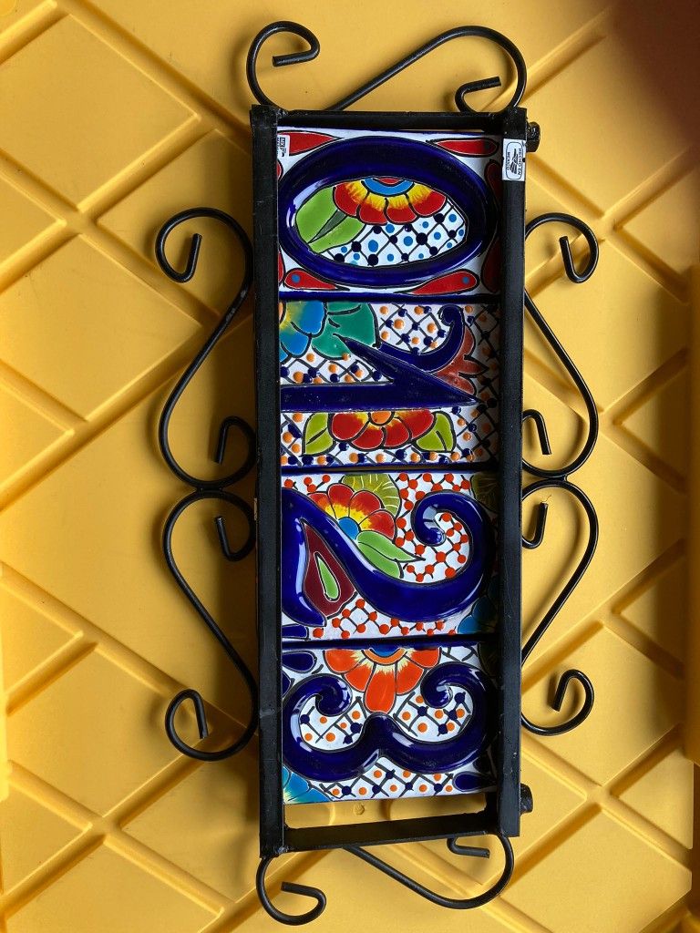 $60 Talavera Number Tiles And Metal Holder