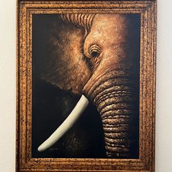 Extra Large Elephant Portrait! On Canvas,Beautifully Framed!!