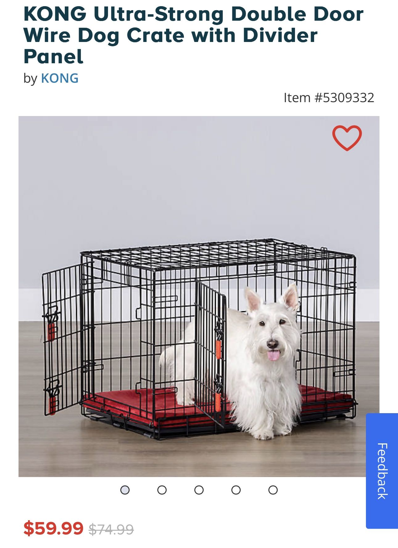 Dog Crate- KONG 30”Lx19”Wx21”H