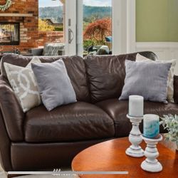 Natuzzi Italian Leather Loveseat + Club Chair 