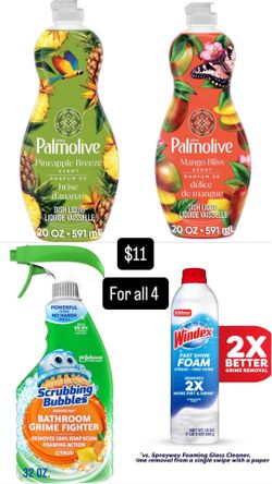 Palmolive dish soap windex scrubbing bubbles