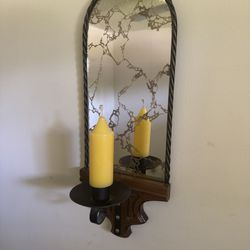 MCM  Vintage Gilded Mirror & Candle Sconce
