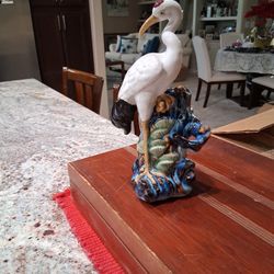 Very Old Vase With A Royal Egrate ( Crane) 