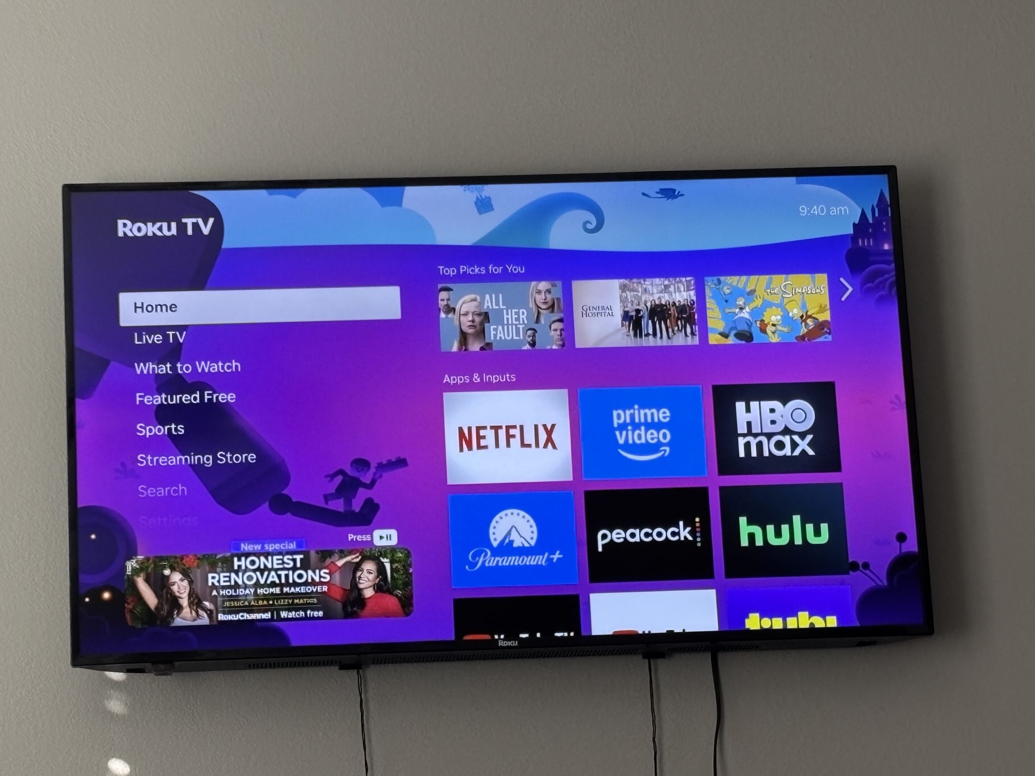 55” Roku TV with Wall Mount