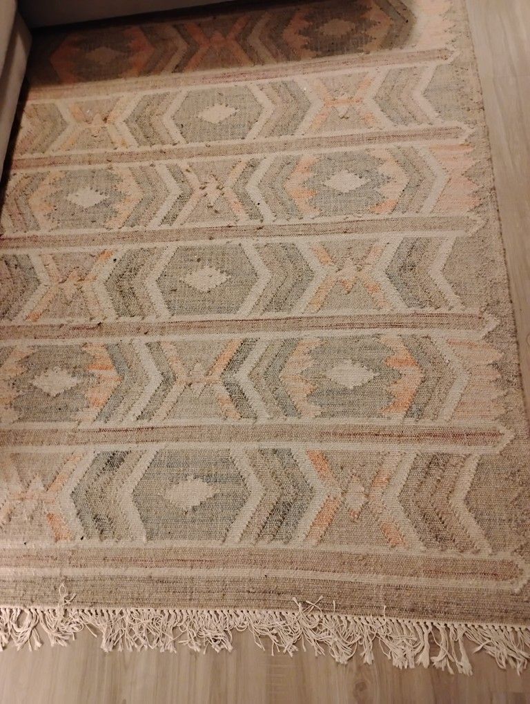 West Elm 10 X 10 Area Rug Orange Grey Blue Tan