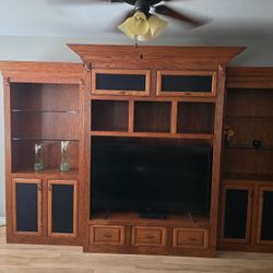 Large Three Piece Real Wood Entertainment Center - Wall Unit 