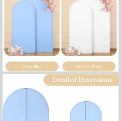 Double Color Baby Blue And White Spandex Arch Cover 7.2 Ft