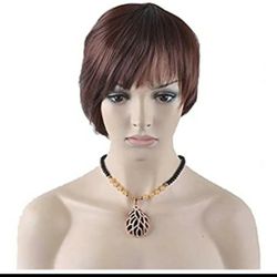 Dark Burgundy Brown Short Hair Cut Wig