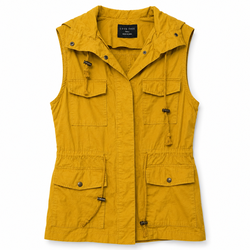 Love Tree Women’s Small Mustard Yellow Utility Cargo Vest Drawstring Safari Style