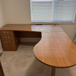 Brown L Shaped Office Desk 