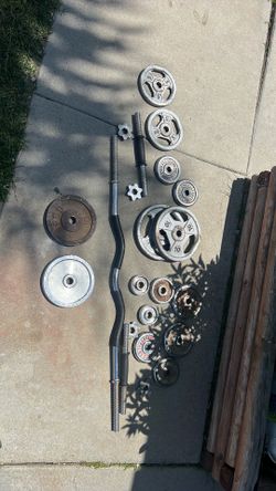 Curl bar and dumbbells