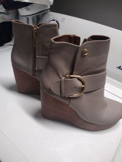 Wedge Heel Bootie With Metal Buckle 9.5 Shoes