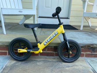 Yellow Strider 12 Sport Balance Bike - Perfect First Bike!