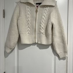 Women's Cable Knit Cropped Zip Up Sweater Over Size Long Sleeve Vintage Fall Cozy Cardigans