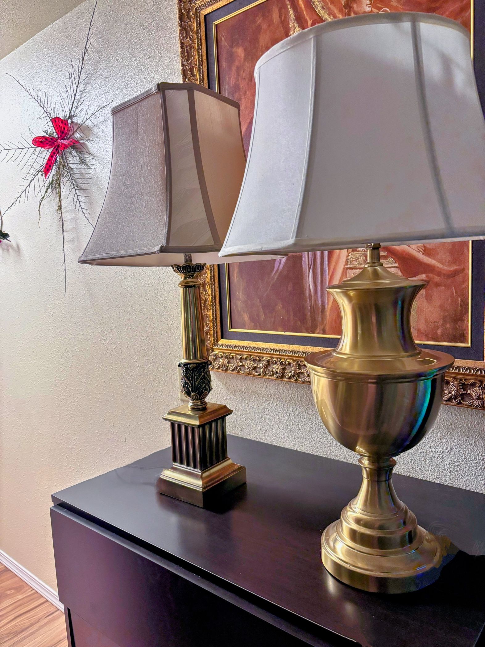 Vintage Leviton(L) And Kaedar (r) Brass Lamps