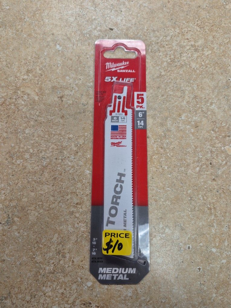 NEW Milwaukee Medium Metal 5 Pack Sawzall Blades 48-00-5782