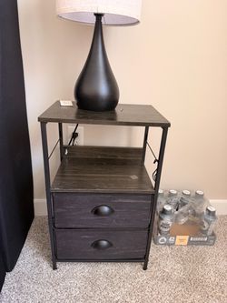 2x 2-Drawer Nightstand with Open Shelf