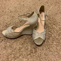 Silver Glitter Wedges