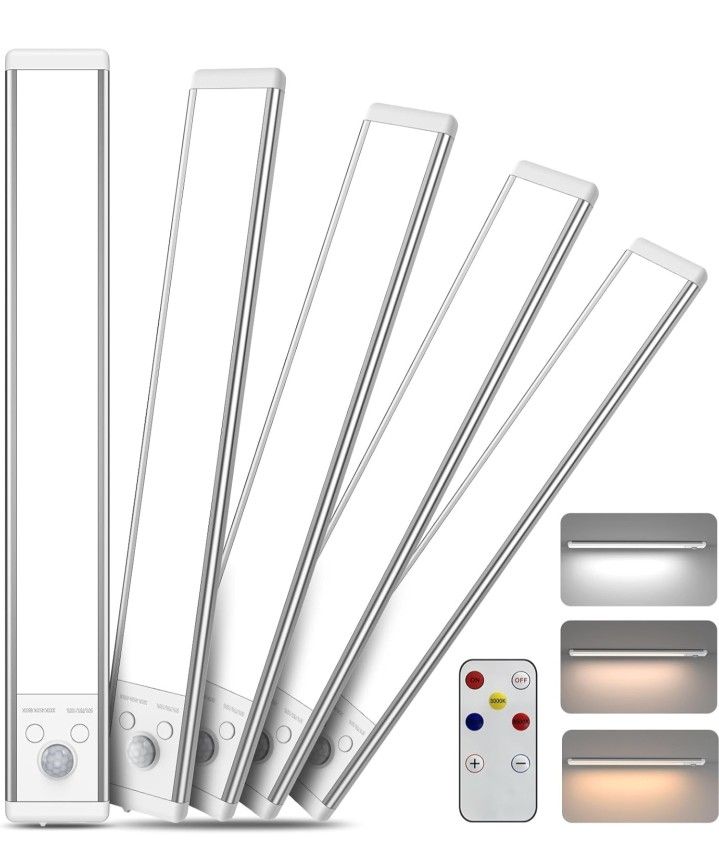 5 Pack USB-C Rechargeable Wireless Under Counter Lights with 3 Color Temperatures & Adjustable Brightness,