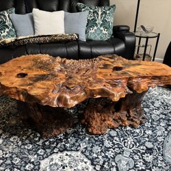 Handmade Live Edge Coffee Table – 63” Natural California Wood Slab with Epoxy Finish