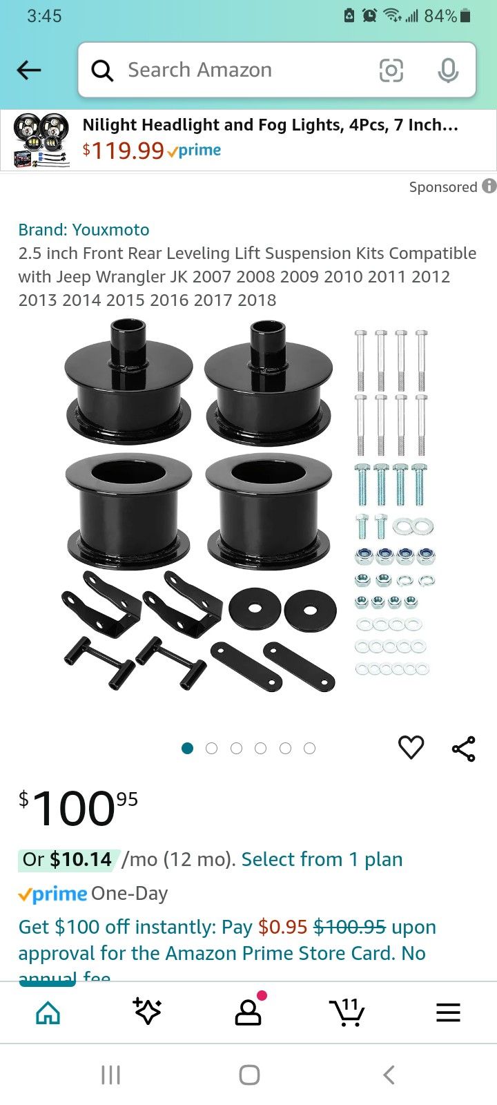 JEEP WRANGLER 2.5" LIFT/LEVELING KIT $90 