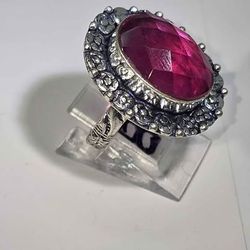 Big Pink Tourmaline Gemstone Sterling Silver Ring