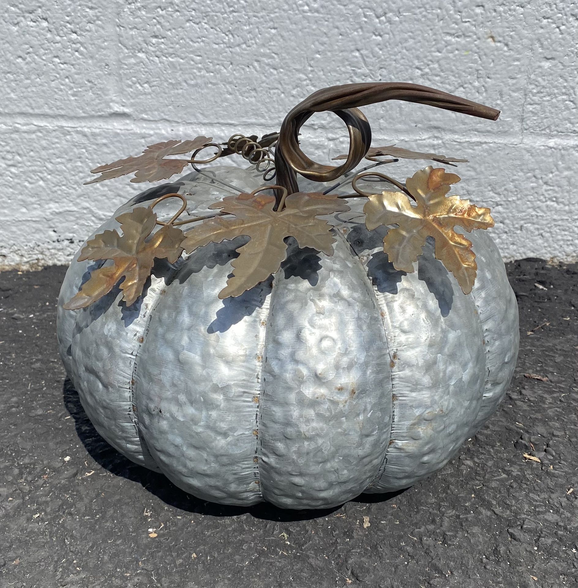Living Quarters 10 inch Pumpkin Metal Art Sculpture Halloween Decor Decoration