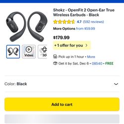 Shokz - OpenFit 2 Open-Ear True Wireless Earbuds - Black