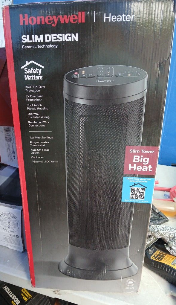 New Honeywell Slim Ceramic Portable Heater, New, Black, HCE317B