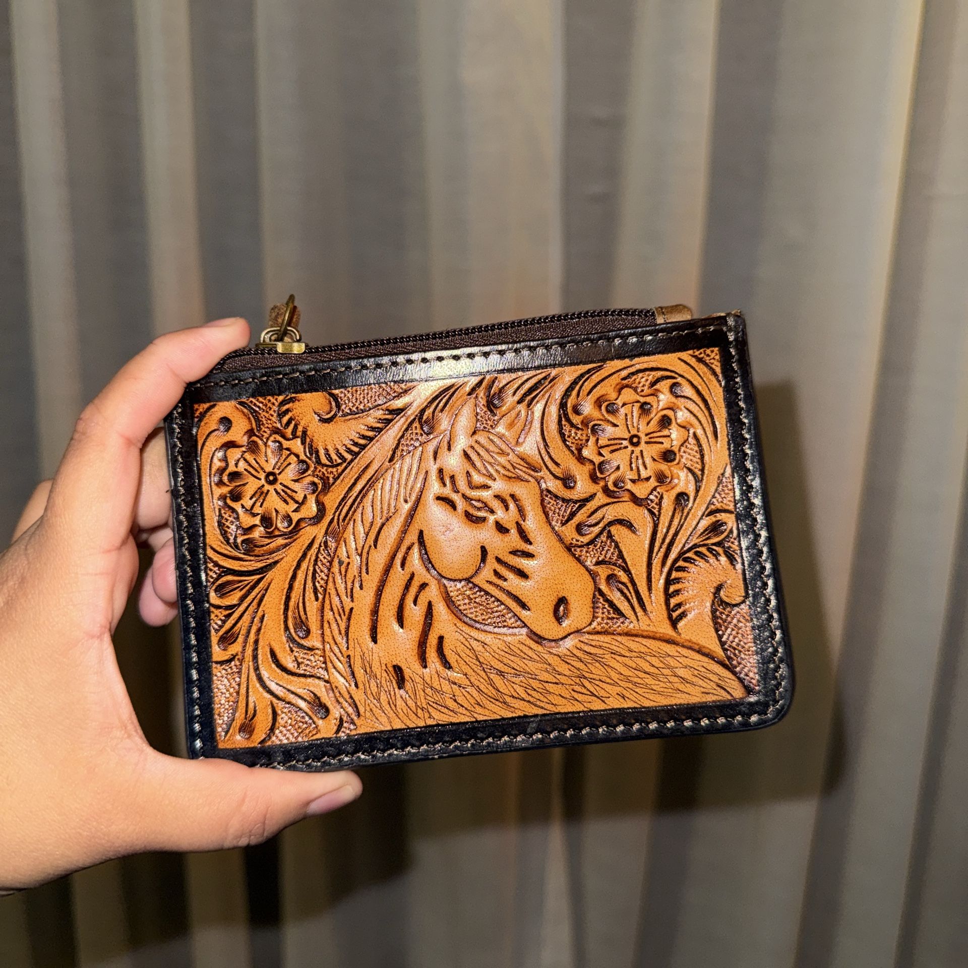 Tooled leather coin pouch - New item!