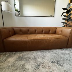 92” Poly And Bark Leather Sofa 