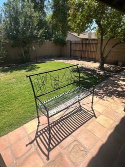 Patio bench. Outdoor love seat. All metal. Nice condition.