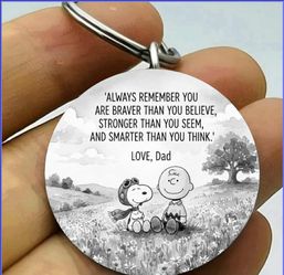 Reminder snoopy Charlie brown dad father daddy son daughter family love Stainless keychain